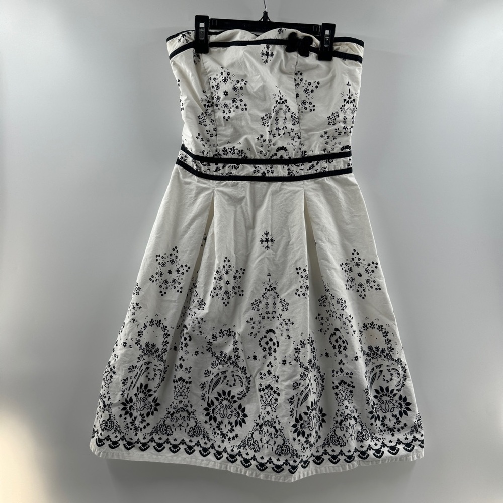Studio Y Strapless Black & White Dress Size Medium Fit & Flare